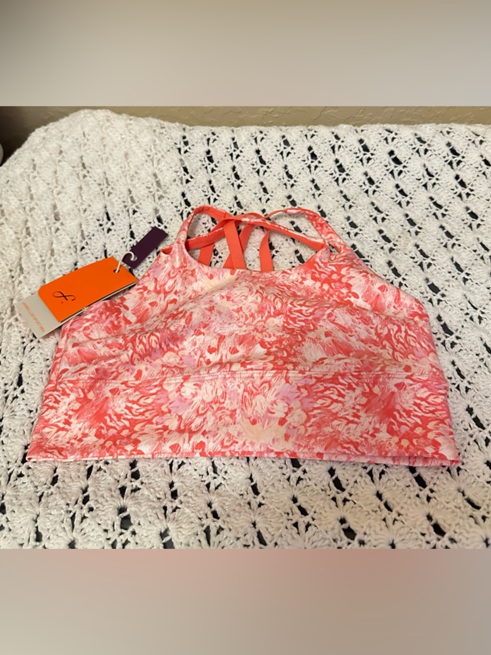 Freely Girls/Women’s size Large Coral Floral High-Neck Sports Bra NWT - Picture 1 of 8